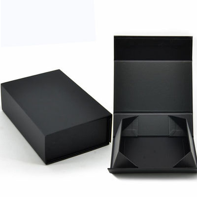 Custom Paper Folder Box Packaging Luxury Black Foldable Paper Gift Box Dengan Pita