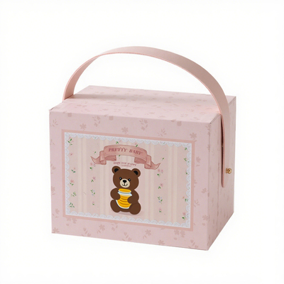 Grosir Custom Children Eco-Friendly Cardboard Handmade Packaging Gift Box Box Storage Toy Box dengan Handle