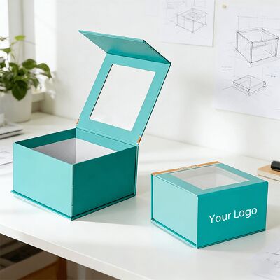 Custom High-end Handmade Magnetic Closure Gift Boxes with Window Packaging Paper Boxes for Hats and Clothing