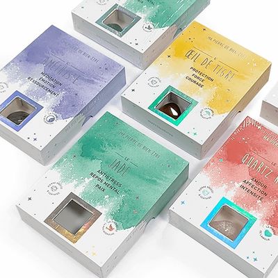 Batu permata batu akik kristal kotak hadiah dua bagian ukuran khusus dengan sisipan kertas