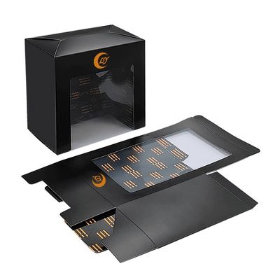 Black Tuck Top Box Retail Paper Box Packaging Untuk Baseball Cap Dengan Jendela Tampilan