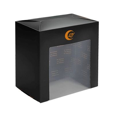 Black Tuck Top Box Retail Paper Box Packaging Untuk Baseball Cap Dengan Jendela Tampilan