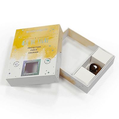 Custom kotak hadiah kaku untuk aksesori kaca kristal efek holografik dan jendela di tutup