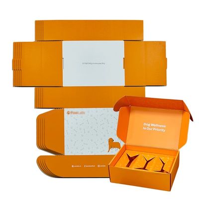 Orange Pet Food Paper Mailer Box Packaging Eco Friendly Dog Box Jenis Folder