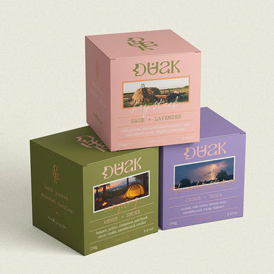 Kertas Lapisan Custom Candle Jars Aroma Kemasan Kertas Lipat Kembali Dicetak Tuck Box