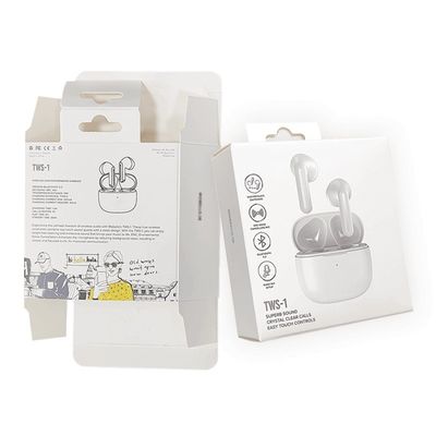 Custom Logo Printing Paper Box Reverse Direct Tuck Design untuk Earphone Headset Earpiece