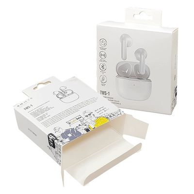 Custom Logo Printing Paper Box Reverse Direct Tuck Design untuk Earphone Headset Earpiece