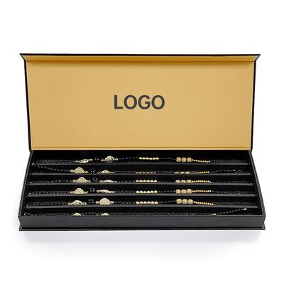 Custom Black Waist Bead Packaging Magnetic Cardboard Closure Gift Box untuk ukuran khusus
