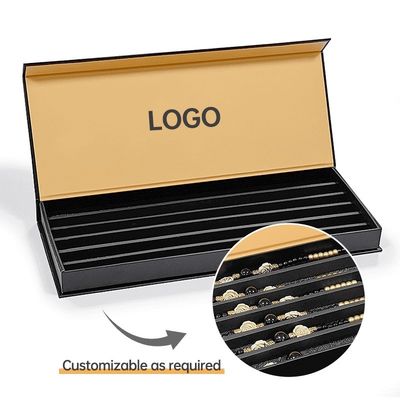 Custom Black Waist Bead Packaging Magnetic Cardboard Closure Gift Box untuk ukuran khusus