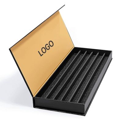 Custom Black Waist Bead Packaging Magnetic Cardboard Closure Gift Box untuk ukuran khusus