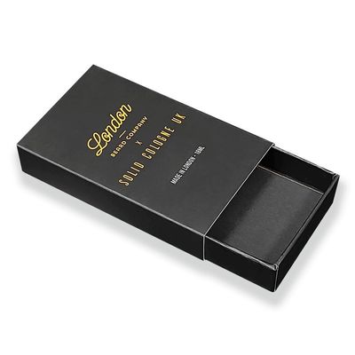 Art Paper Gift Packaging Box Matchbox Style Sliding Drawer Box Dengan Pencetakan Foil Emas