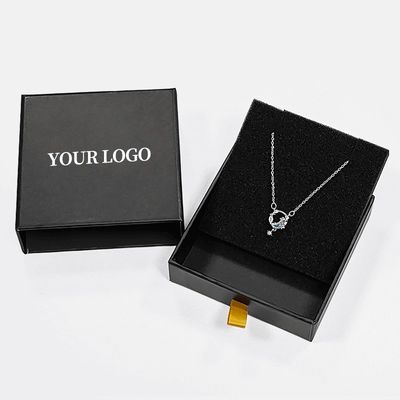 Custom Logo Foam Insert Rigid Drawer Jewelry Box untuk Ring Necklace Bracelet 9x9x3cm