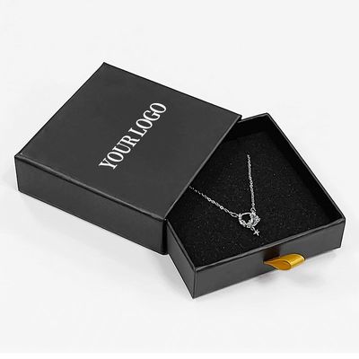 Custom Logo Foam Insert Rigid Drawer Jewelry Box untuk Ring Necklace Bracelet 9x9x3cm
