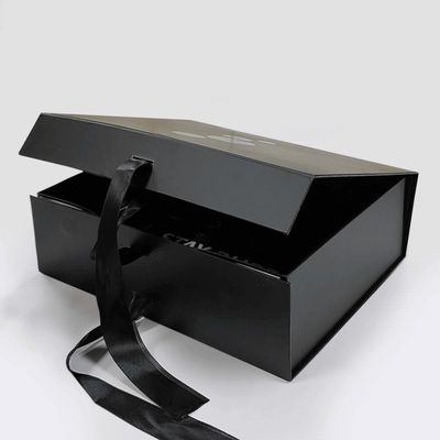 kotak hadiah persegi panjang mewah hitam magnetik dengan kardus Liner Custom Printing Logo