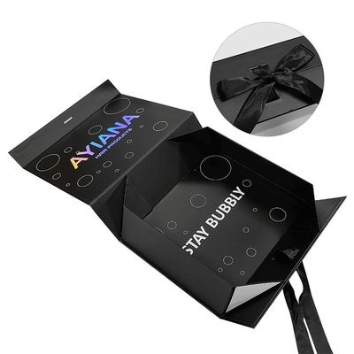 kotak hadiah persegi panjang mewah hitam magnetik dengan kardus Liner Custom Printing Logo