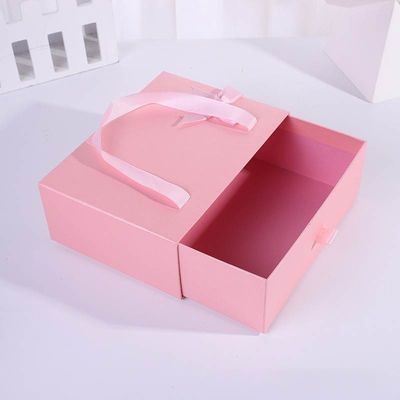 ODM OEM diterima. sampel gratis portabel kosong Slide Out Packing kaku jenis laci kotak hadiah tas dengan pita