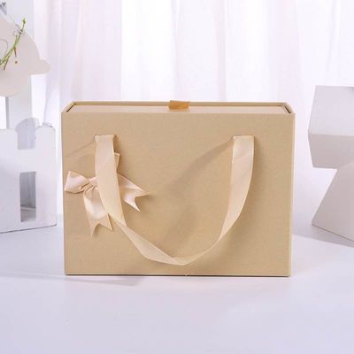 ODM OEM diterima. sampel gratis portabel kosong Slide Out Packing kaku jenis laci kotak hadiah tas dengan pita
