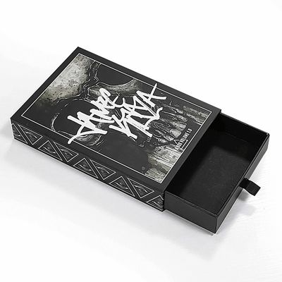 Custom Logo Printing Diterima Black Matte Sliding Gift Drawer Box dengan pesanan khusus
