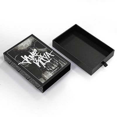 Custom Logo Printing Diterima Black Matte Sliding Gift Drawer Box dengan pesanan khusus