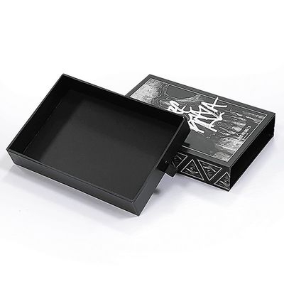 Custom Logo Printing Diterima Black Matte Sliding Gift Drawer Box dengan pesanan khusus