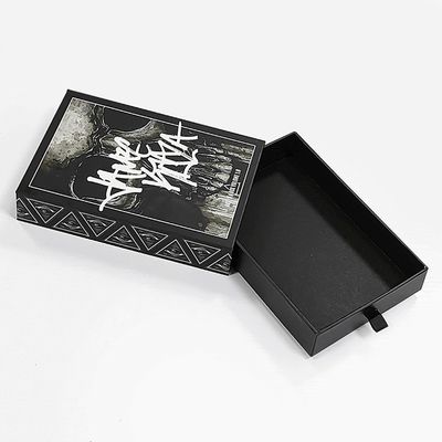 Custom Logo Printing Diterima Black Matte Sliding Gift Drawer Box dengan pesanan khusus