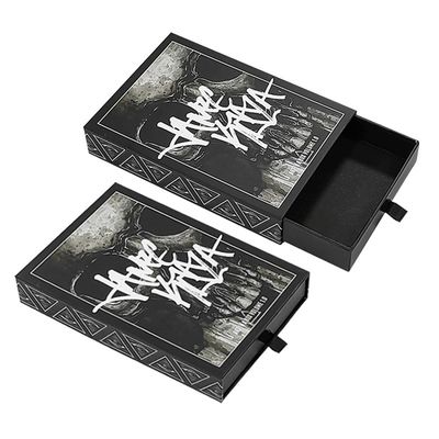 Custom Logo Printing Diterima Black Matte Sliding Gift Drawer Box dengan pesanan khusus