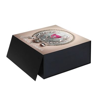 Kertas mewah Flip Top Kotak Kardus Hitam Custom Magnetic Box Pengemasan