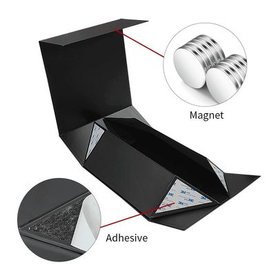 CMYK atau pantone Custom Luxury Hitam Besar Lipat Perjamuan Kaca Minuman Perlengkapan Meja Magnet Packaging Box Hadiah
