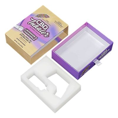 4C/UV/Laminasi/Embossing/Stamping Meterd Inhaler Paper Sliding Packaging Boxes dengan busa