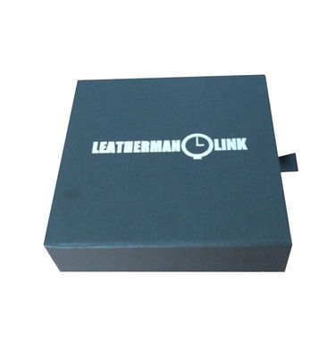 Kotak kemasan laci hadiah hitam Laminasi berkilau Blob Perunggu Stamped Logo