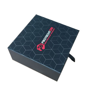 Kotak kemasan laci hadiah hitam Laminasi berkilau Blob Perunggu Stamped Logo