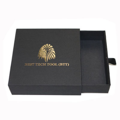 Kotak Kemasan Kertas Laci Tekstur Custom Hitam Slide Out Kotak Karton