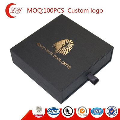 Kotak Kemasan Kertas Laci Tekstur Custom Hitam Slide Out Kotak Karton