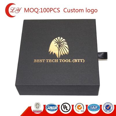 Kotak Kemasan Kertas Laci Tekstur Custom Hitam Slide Out Kotak Karton