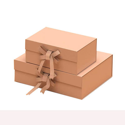 A5 Deep Rigid Collapsible Box Folding Magnetic Gift Box Dengan Desain Ribbon Bow Tie
