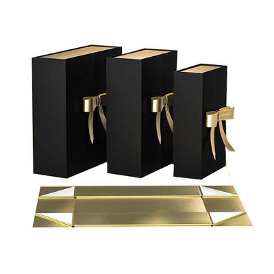 A5 Deep Rigid Collapsible Box Folding Magnetic Gift Box Dengan Desain Ribbon Bow Tie