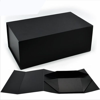Custom Paper Folder Box Packaging Luxury Black Foldable Paper Gift Box Dengan Pita