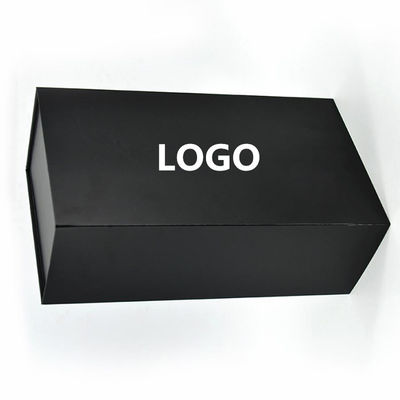 Custom Paper Folder Box Packaging Luxury Black Foldable Paper Gift Box Dengan Pita