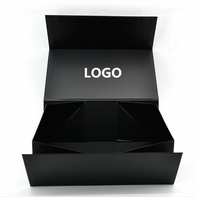 Custom Paper Folder Box Packaging Luxury Black Foldable Paper Gift Box Dengan Pita