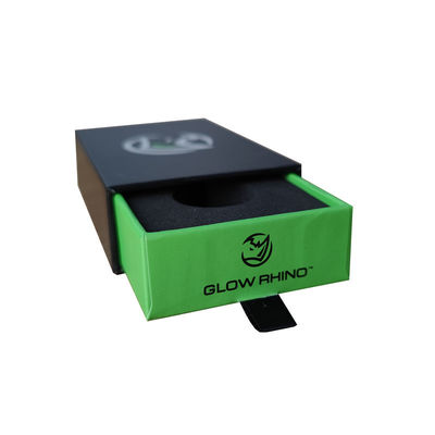 Green Paper Cardboard Stock Gift Box untuk Keychain Mobil Tarik Keluar Laci Custom EVA Insert