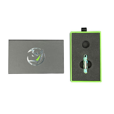 Green Paper Cardboard Stock Gift Box untuk Keychain Mobil Tarik Keluar Laci Custom EVA Insert