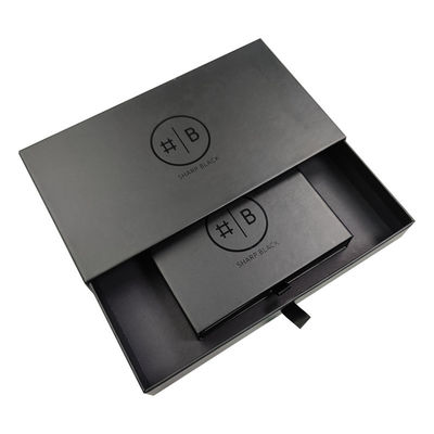 Kothak kaku Custom Luxury Lipat Kardus Hitam Magnetik Kothak Hadiah Hitam dengan Sponge Liner