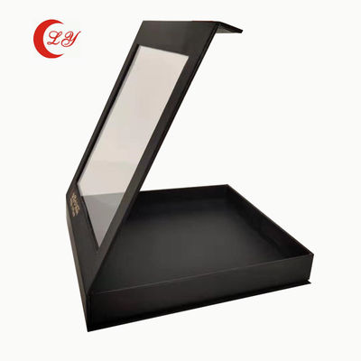 Supermarket Matt Black Magnetic Packaging Box Kotak hadiah kardus dengan jendela yang jelas