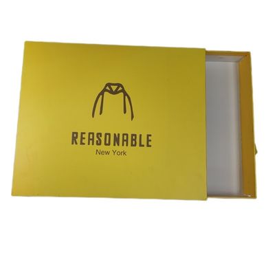 Custom Logo Printing Paperboard Kuning Tarik Keluar Sliding Drawer T-Shirt Packaging Box