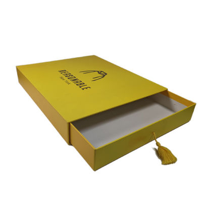 Custom Logo Printing Paperboard Kuning Tarik Keluar Sliding Drawer T-Shirt Packaging Box