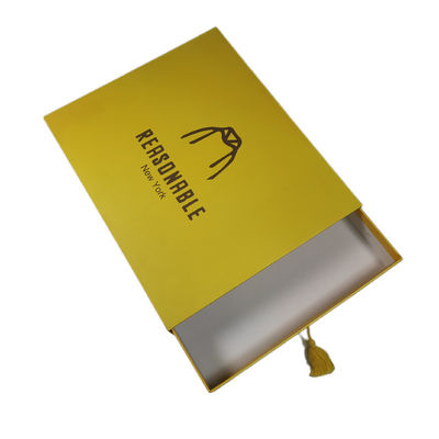 Custom Logo Printing Paperboard Kuning Tarik Keluar Sliding Drawer T-Shirt Packaging Box