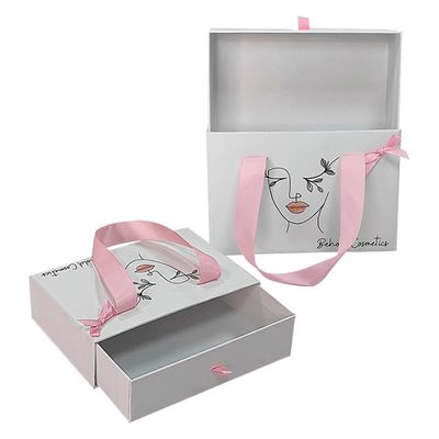 Lainnya Kothak Jenis Logo Pencetakan Dompet Mewah Kothak Slide Karton dengan Genggam Pita