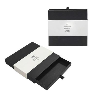 Kotak kemasan laci kertas perhiasan Hitam Slide Out Box Kemasan Kotak Logo khusus