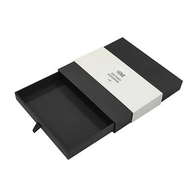 Kotak kemasan laci kertas perhiasan Hitam Slide Out Box Kemasan Kotak Logo khusus