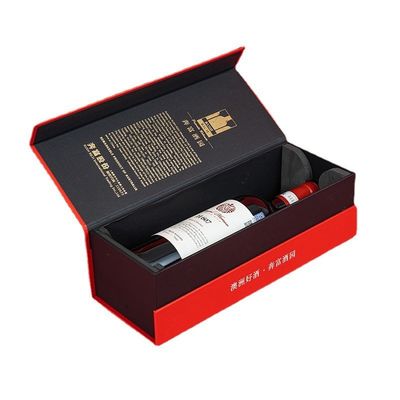 Minuman Beralkohol Anggur Merah Wiski Botol Kaca Kertas Kertas Kertas Kardus Pengemasan Magnetik Flip Top Kertas Kotak Hadiah